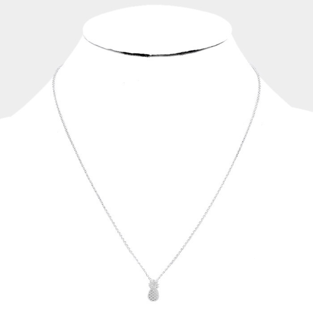 14k Gold dipped pineapple cubic zirconia necklace - Picture 2 of 2